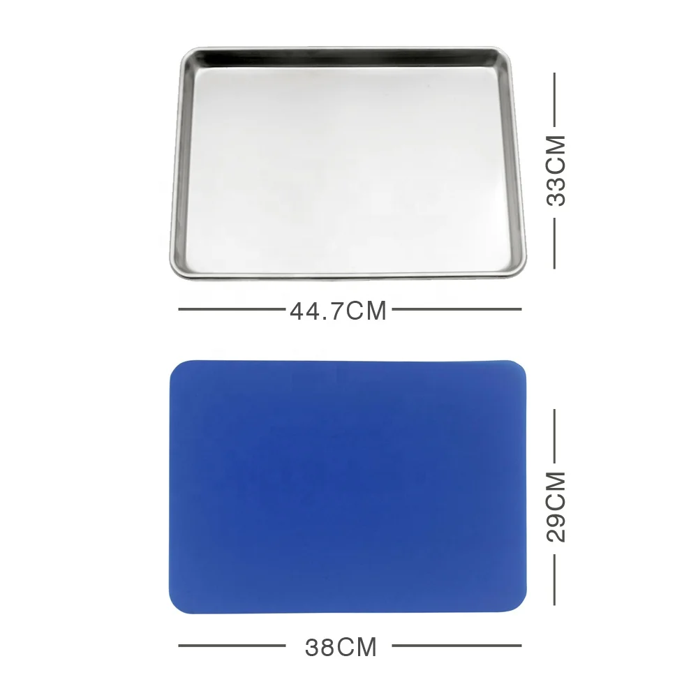 Квадратная форма для выпечки из нержавеющей стали с силиконовым ковриком металлический поднос