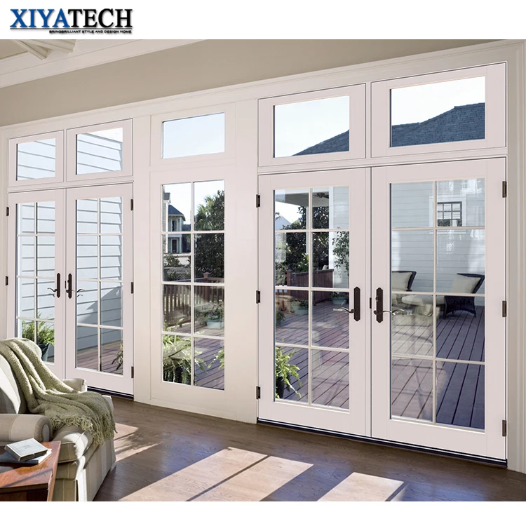 XIYATECH Custom Design Hurricane Impact Double Tempered Glass aluminium soundproof exterior french doors For Houses