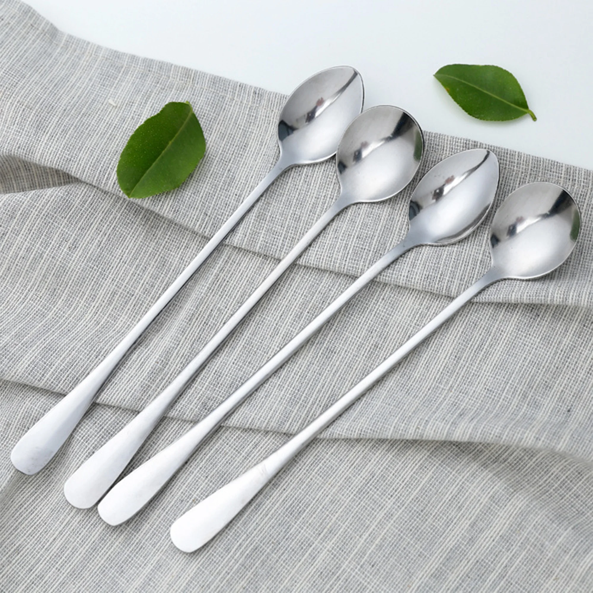 Creative kitchen stainless steel spoon Office long-handled coffee spoon