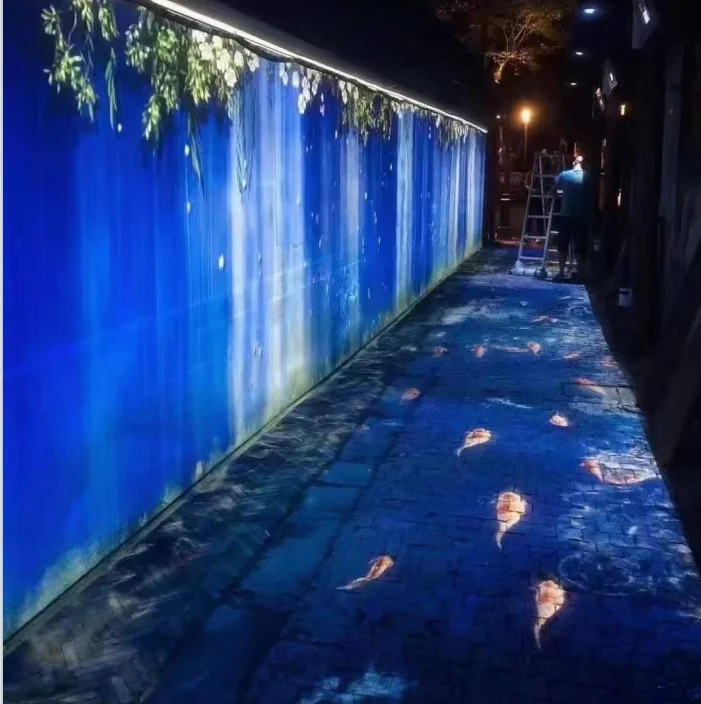 Holographic immersive projection system before and after installation Holographic immersive restaurant