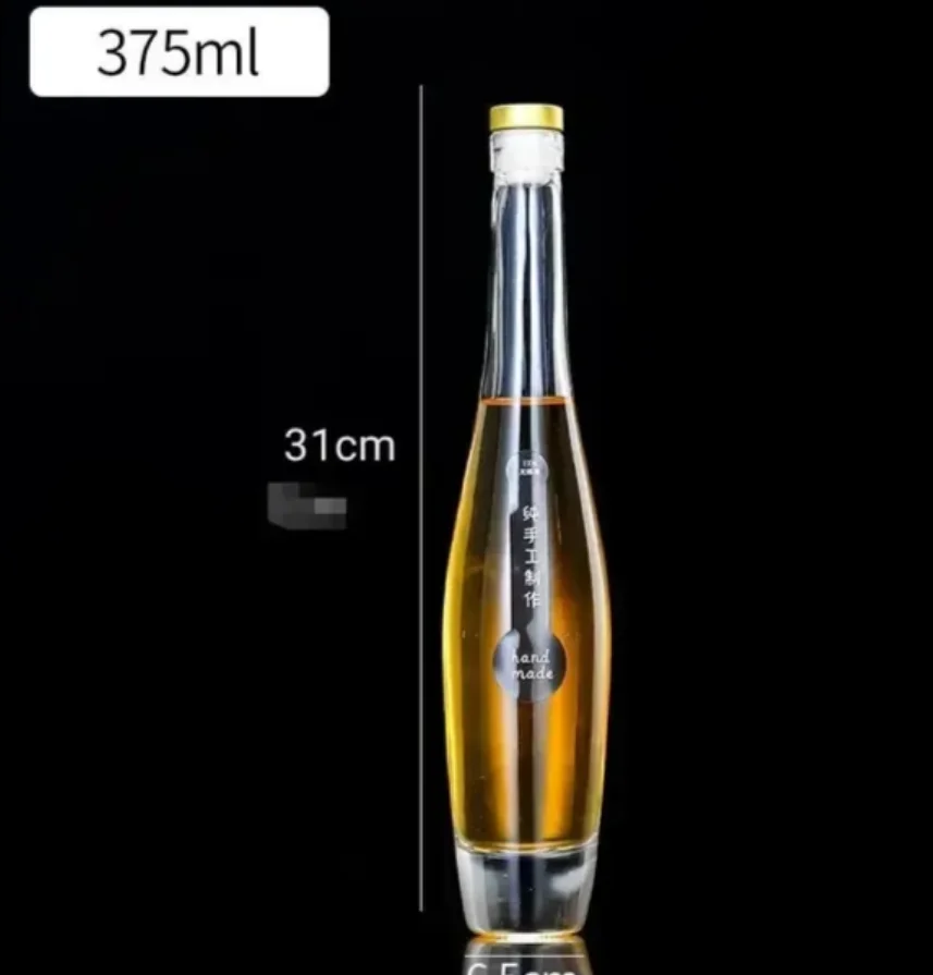 customizable hot sale 375ml 500ml Glass Bottle Clear Bowling Brandy Rum Whisky  Glass Wine Decanter bottle
