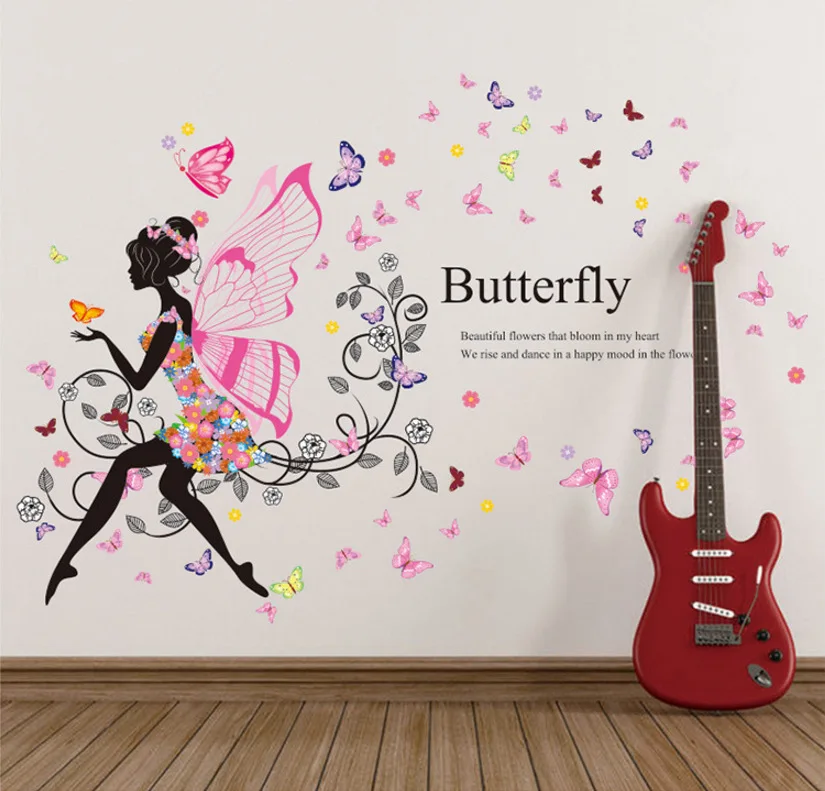 Home Mirrors decor unicorn butterfly kid room bedroom 3d wall sticker