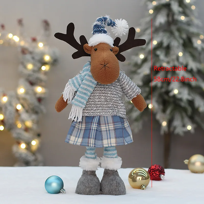 New Christmas decorations Telescopic Doll Sitting snowman holiday house table Decor cute doll kids toy ornaments Christmas Doll