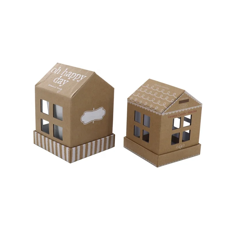 Factory Price Christmas Decoration Gift Box Kraft Christmas House Shape Mug Packing Box