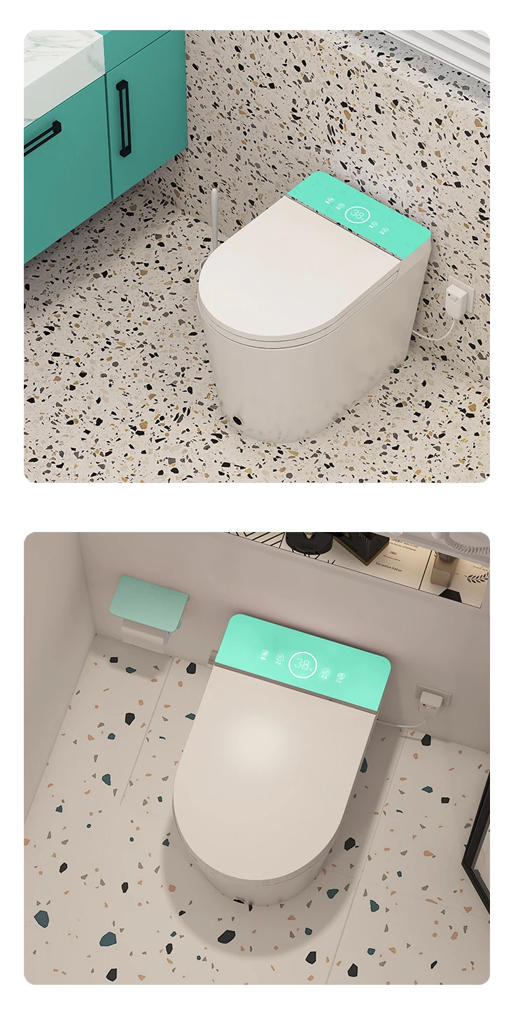intelligent green smart elongated toilet with bidet