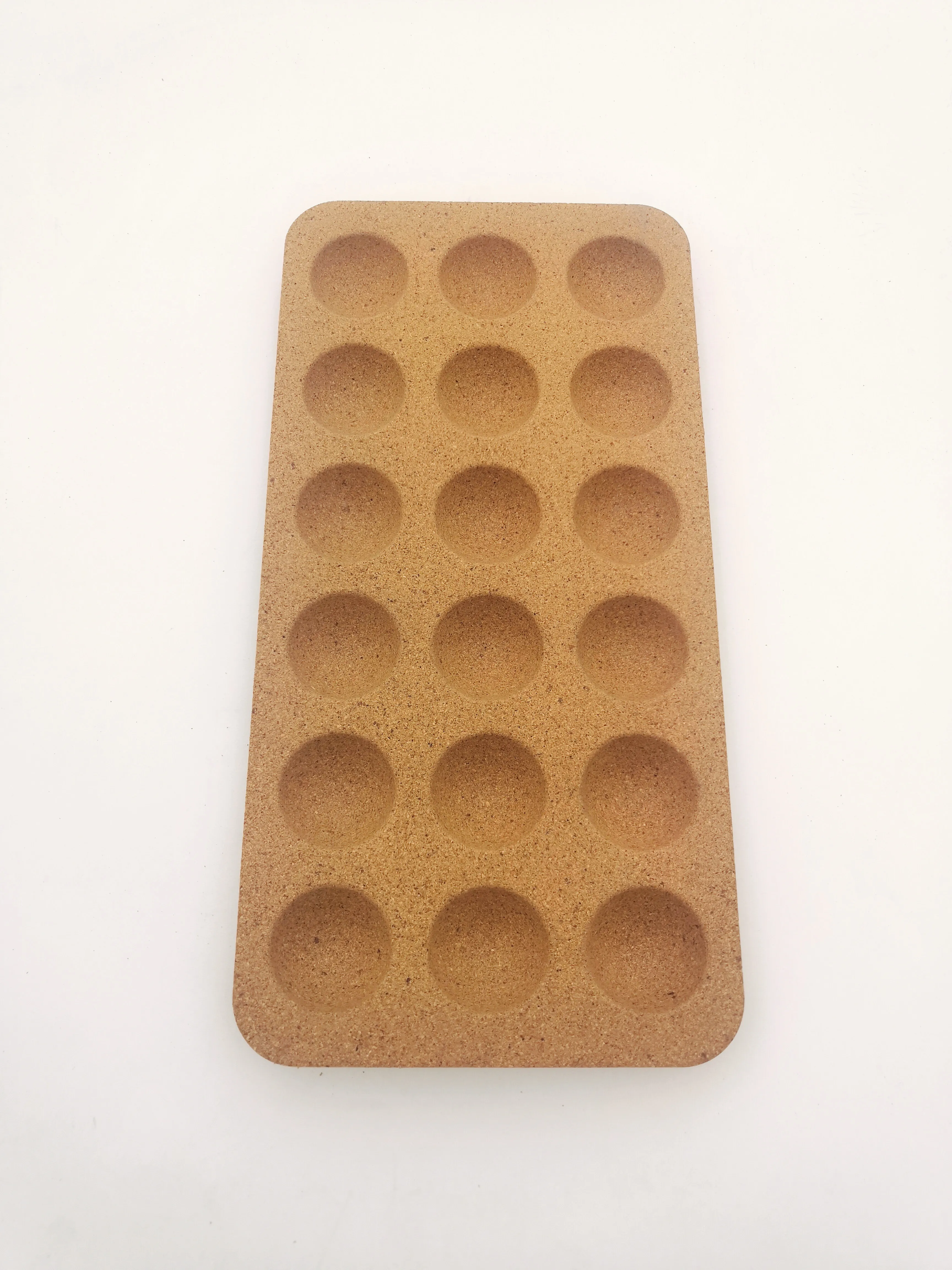 Amazon hot sale high quality cork holder for eggs with 12 grooves cork base wood base for kitchen in  refrigerator(fridge)