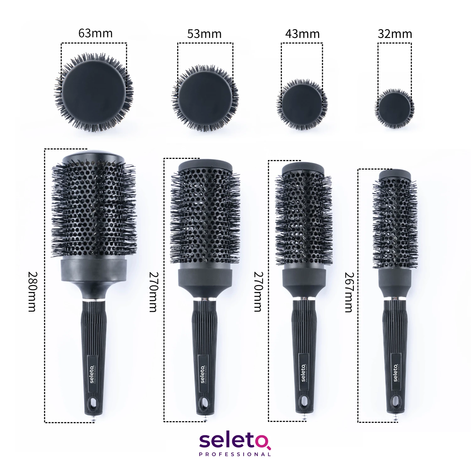 Natural Boar Bristle Round Hair Rolling Brush Wooden Handle Hair Comb For Drying Styling Curling