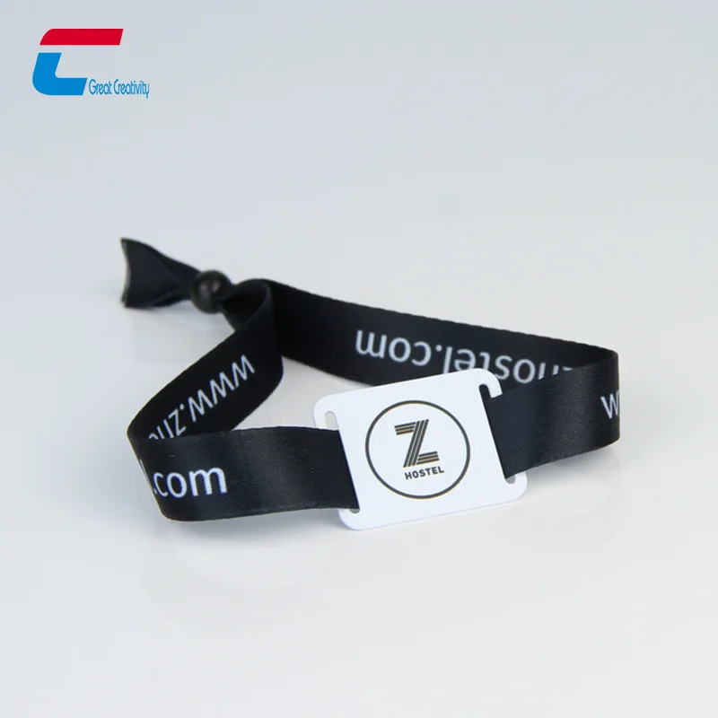 Factory Price PVC or Wood RFID Access Card Slider Woven Wristband Events Activities Smart NFC Wrist band