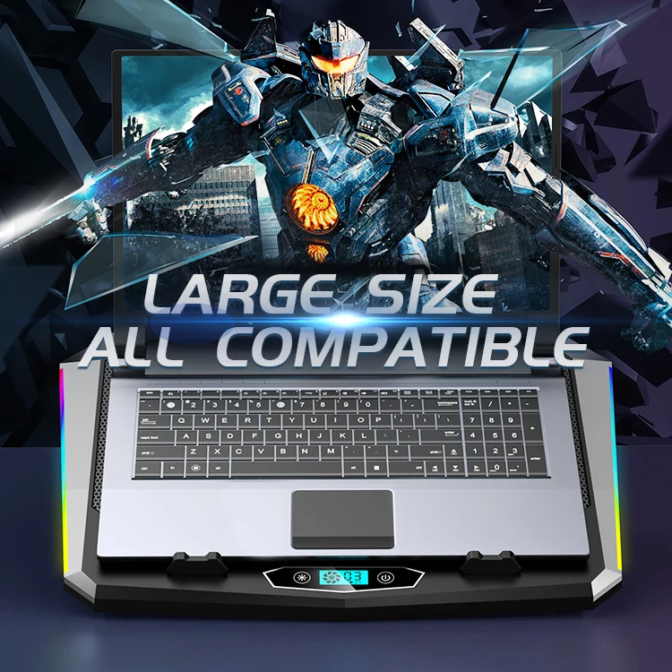 RGB Laptop Cooling Pad with 6 Cooling Fans Ergonomic Comfort Notebook Cooler Light-Weight Gaming Laptop Cooler Stand