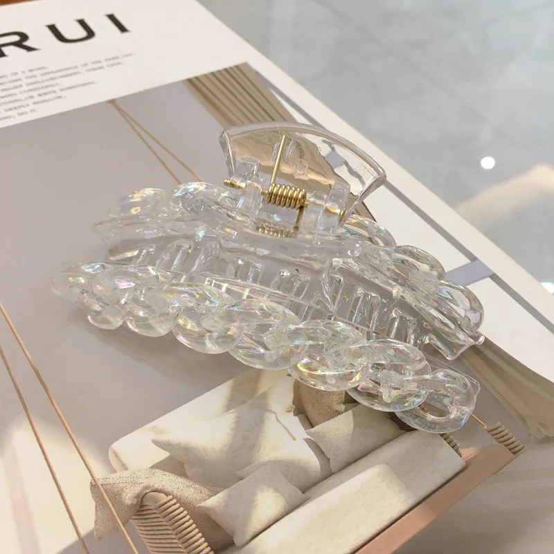 10CM Rainbow Hair Claw Clip Trendy Transparent Rainbow Color Claws Women Hair Accessory Plastic Hair Clips