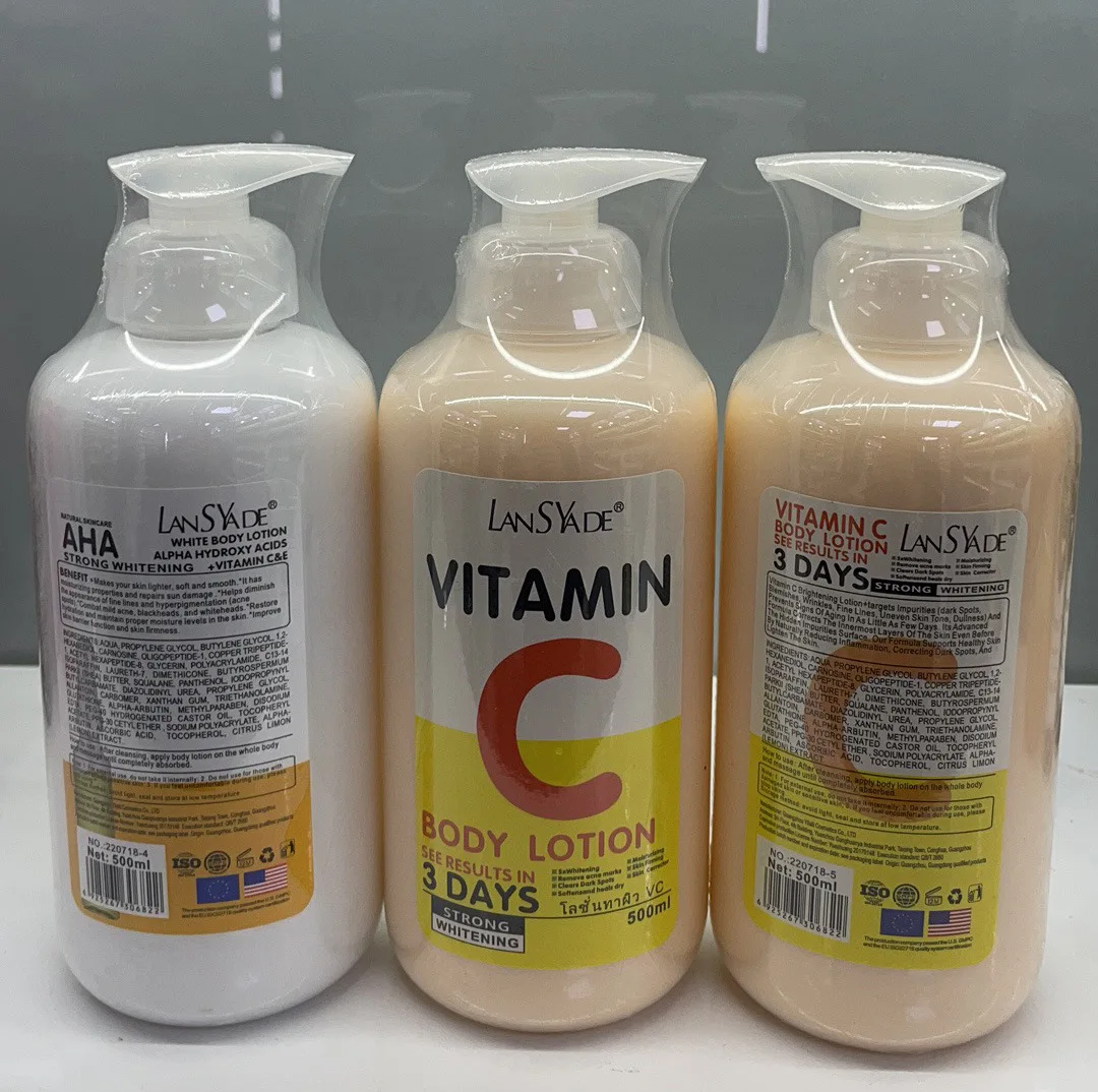 500ml AHA Fruit Acid Body Lotion VE Skin Brightening Moisturizing Lotion Whitening Body Lotion Hydroxy Acids Vitamin C