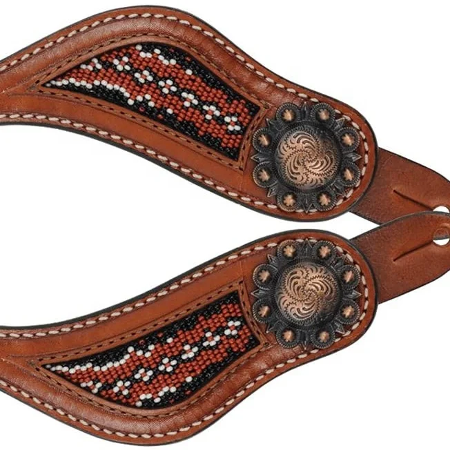 
High Quality Leather Western Beaded Spur Straps Best Quality Leather Spur Straps 