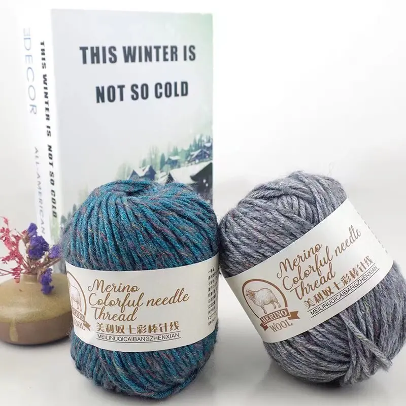 Merino Wool Blended Yarn Colorful DIY Hand-Woven Knitting Sewing Weaving Embroidery-for Scarf Hat Coat Sweater Bag Line