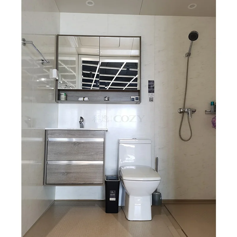 Integrated design for quick installation of prefab bathroom pod with toilet for hotel projects