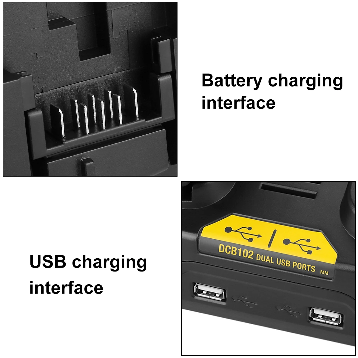 Two-groove 3A charger 100v-240v 50/60hz 120W is suitable for dewalt 12v-20v/lithium battery