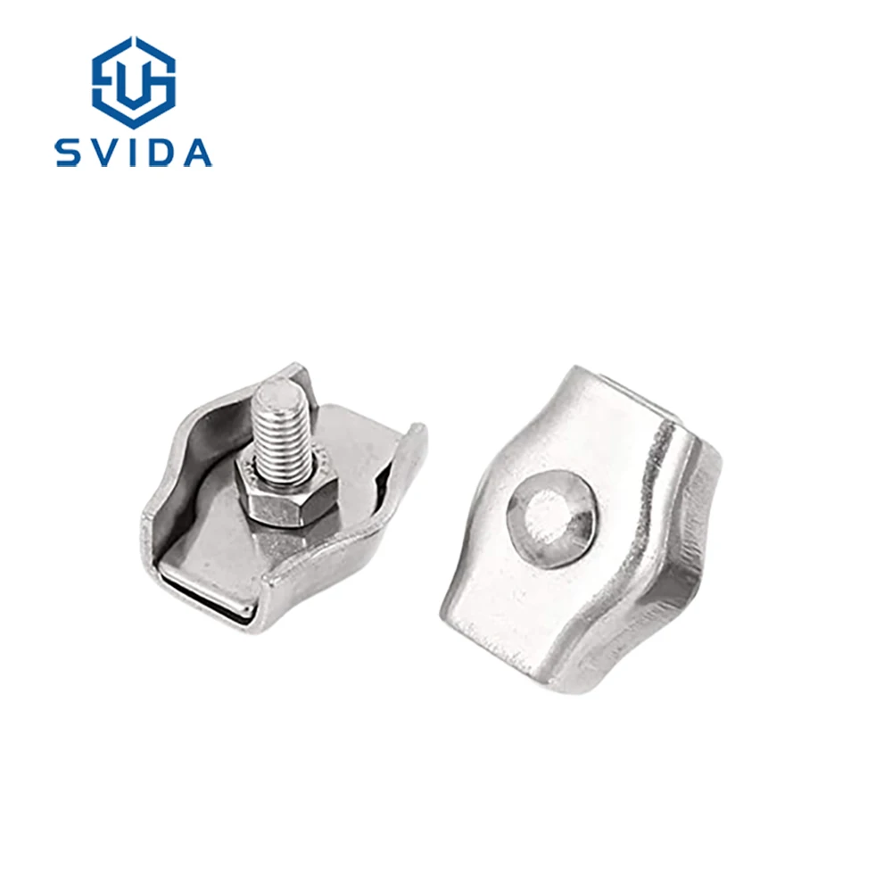 SS304 SS316 Single Wire Rope Clips Cable Clamp With Bolt And Nut