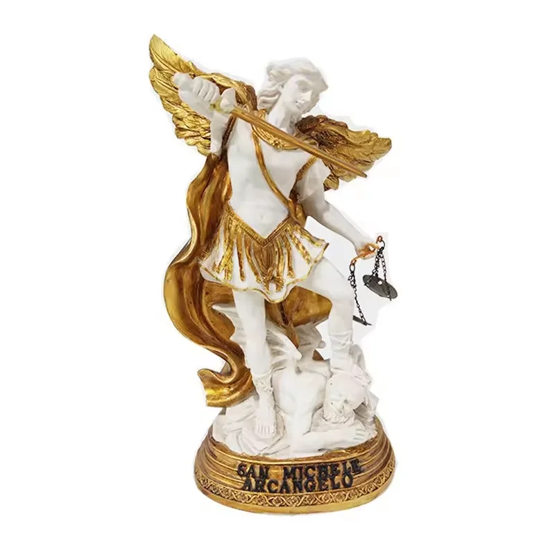 Custom Catholic religious statue resin Christian Michael Archangel statue Saint Miguel sculpture church decoration