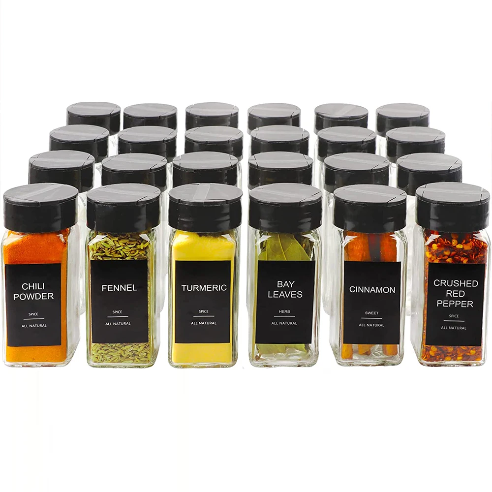 Custom 120 ml Empty Spice Containers Salt Shakers Storage Glass Spice Seasoning Bottle Jars with Plastic Sealing Cap