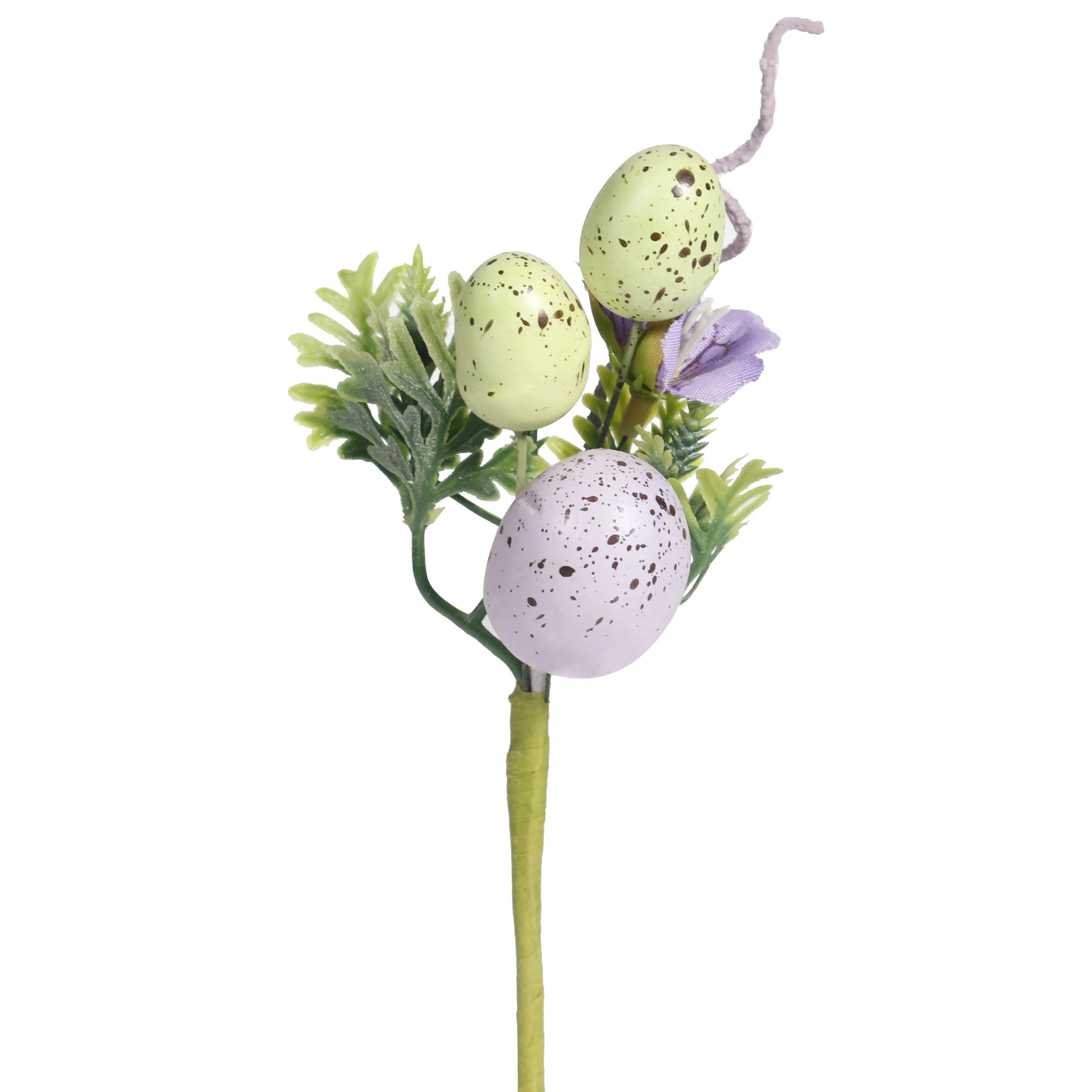 Easter Artificial Bouquet Branches Realistic Fern Leaf Tree Twig with Easter Colorful Eggs DIY Flower Arrangement