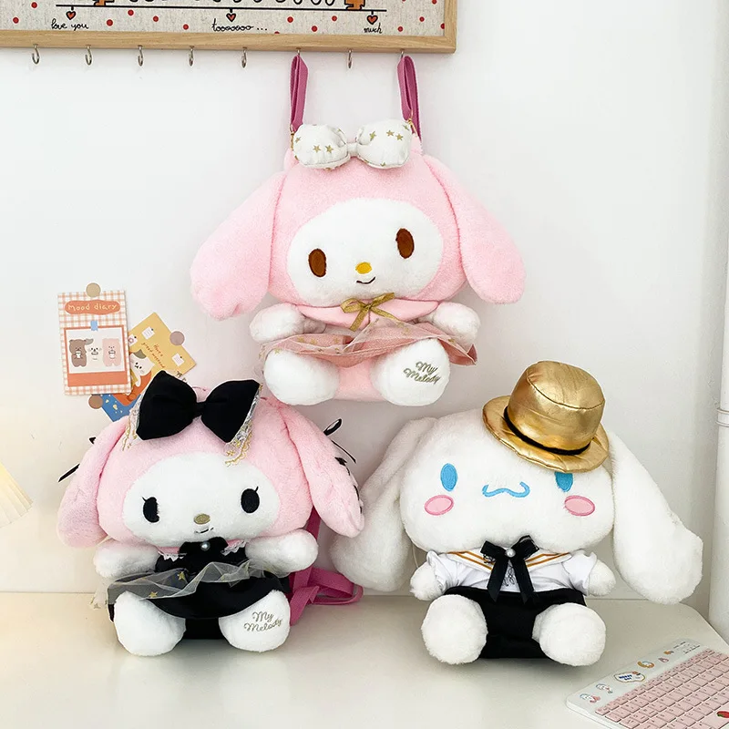 Eco-friendly Plush Backpack Black Kouromi Melody Baby Plush Schoolbag Kitty Cinnamoroll Stuffed Backpacks Bags