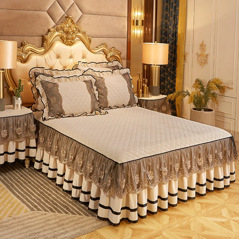 Bedspread Slip Set Bedspread Luxury Embroidered Bedding Set 4 Piece Flat Sheet Pillowcase Bedspread bed cover