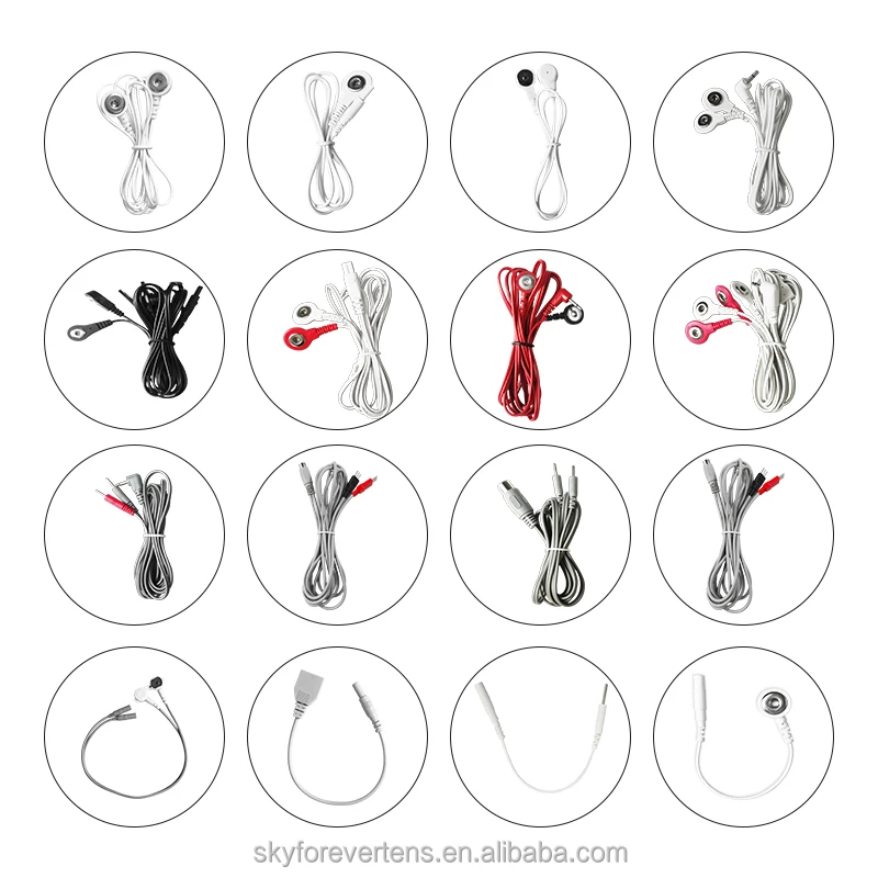 Electrode Lead Wire Adapters,Convert 3.9mm female button to 3.9mm male button lead wires Compatible With TENS, EMS unit device