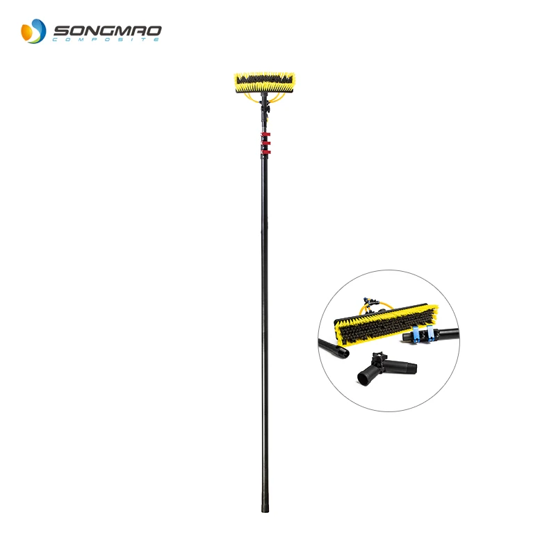 High strength 30ft 40ft 45ft carbon fibre telescopic window cleaning pole water fed pole with brush adapter