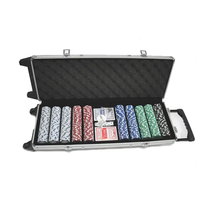 Профессиональные наборы для русского покера 500, набор чипов для казино, в стиле Техасского холдема, в алюминиевом корпусе (1600374875719)