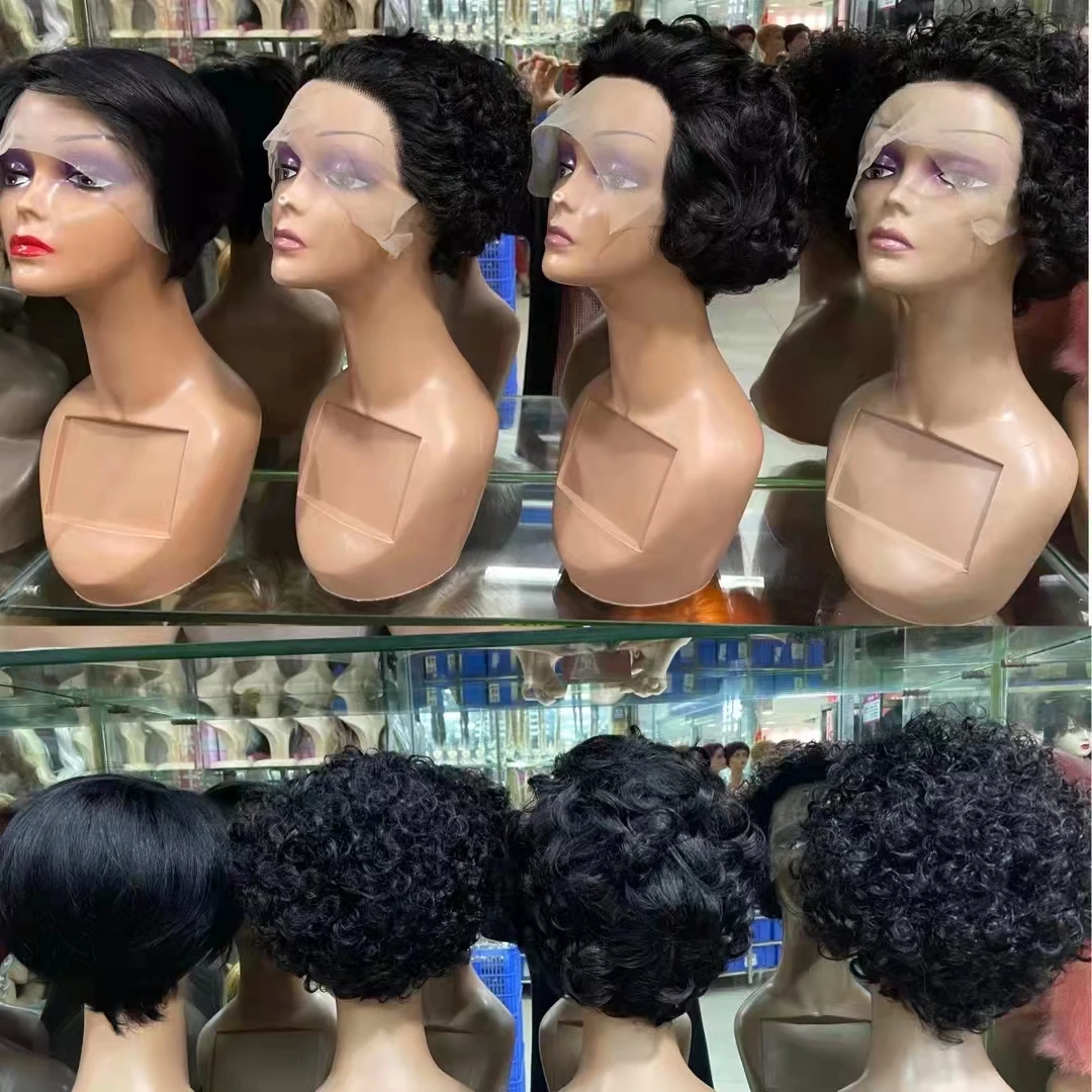 13x1 Part Lace Wigs For Black Women Brazilian Virgin Hair Cheap Human Hair Wig Pixie Cut Wig