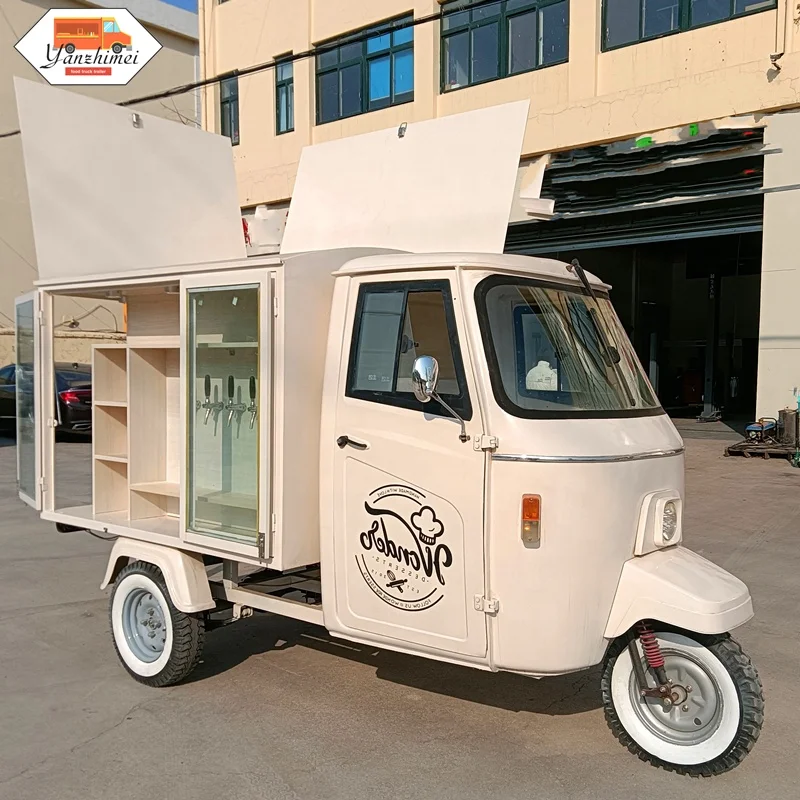 YANZHIMEI Tuk Tuk Food Truck Piaggio Ape Espresso Trailer Piaggio Trucks Coffee Kiosk Cart For Sale USA