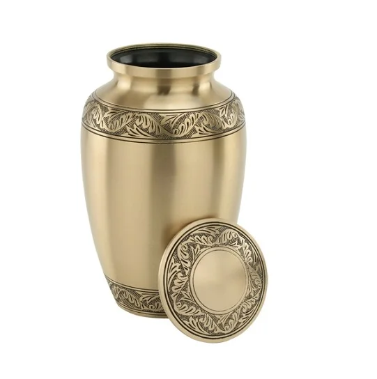 Metal Cremation Urns Customized Size Ashes Storage Urns Design With Three Bands Hot Selling Funeral Memorial Ashes Urns