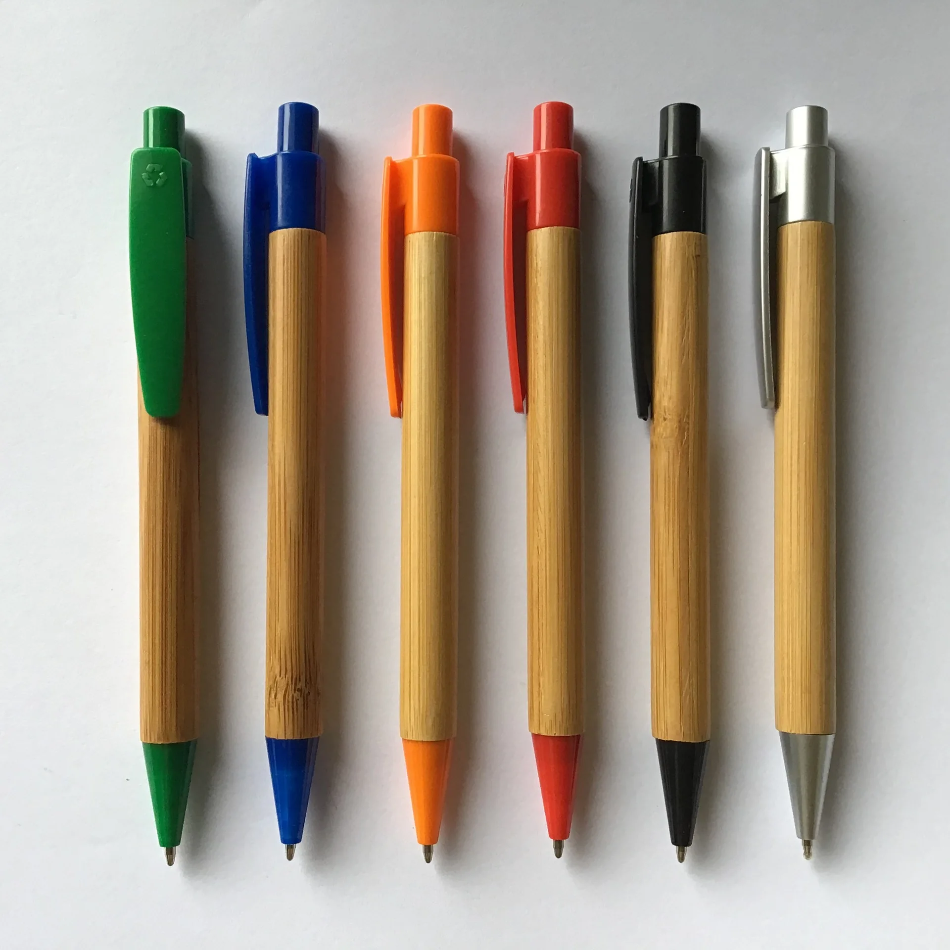 Promotional Customized Logo Recycled Bamboo Wooden eco Pen with plastic clip