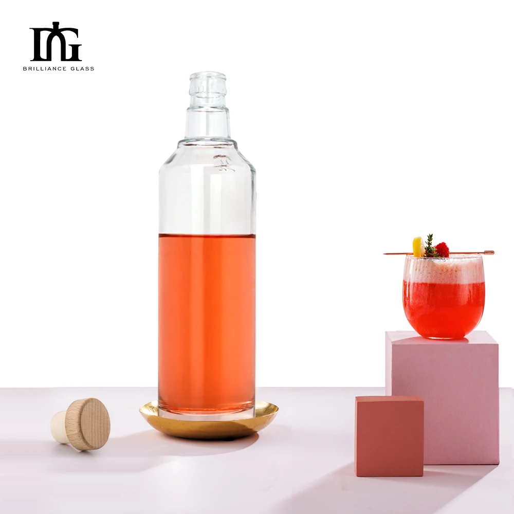 wholesale High quality -Glass Liquor Bottle 750ml  500ml  Whiskey Gin Liquor Glass Vodka Spirit Bottle For Liquor