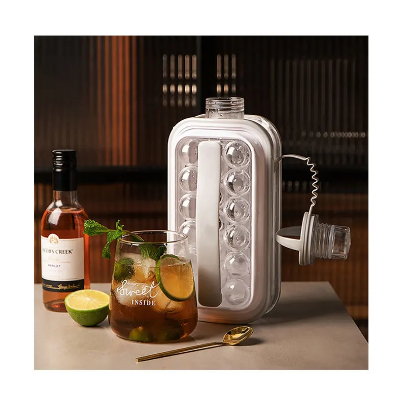 Hot sale 2 in 1 Silicon Ice Cube Trays Molds Kitchen Accessory Portable 17 Grids DIY Ice Ball Maker Bottle with Lid Leakproof