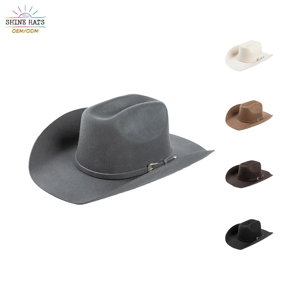 Shinehats оптовая продажа дизайнерские шерстяные шляпы из коровьей кожи на заказ модные с широкими полями высококачественные ковбойские в западном стиле