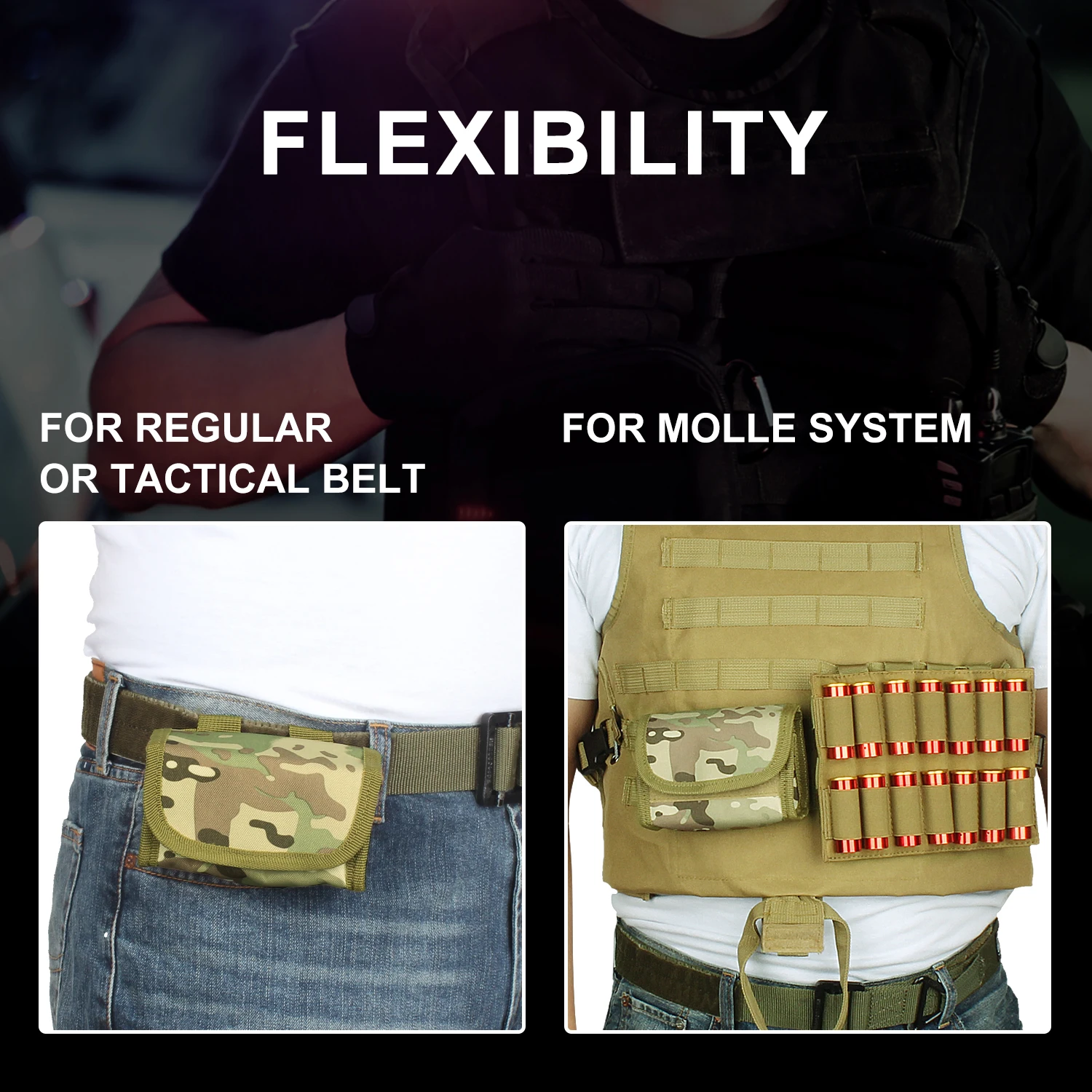 
Military Ammo Pouch Shotgun Cartridge Bag Shell Holder For 12ga 12 Gauge 20ga 10 Round 20 Gauge 