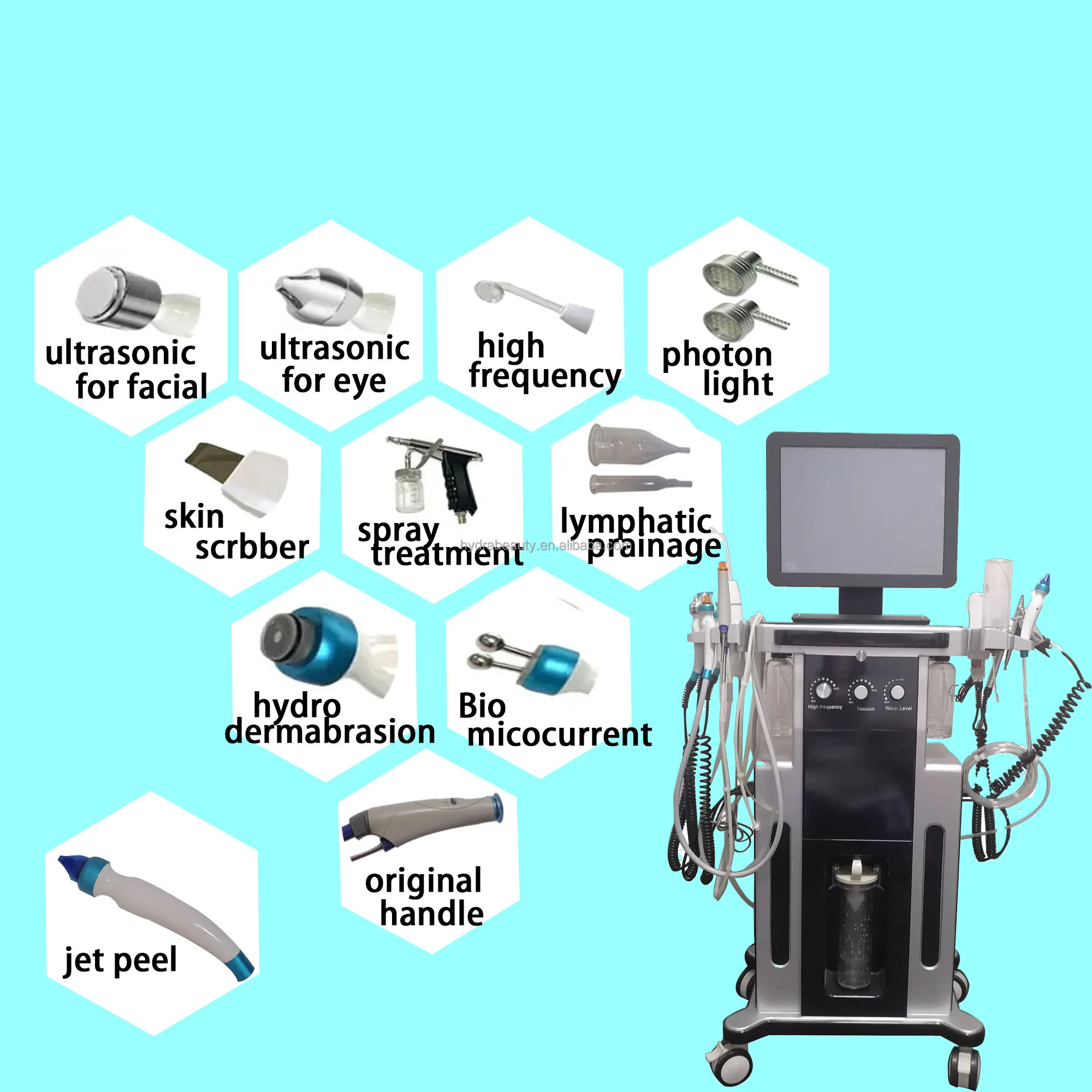 The Face 9 in 1 water peels off the micro-crystal skin grinder the face water oxygen cleans the skin the cosmetology machine