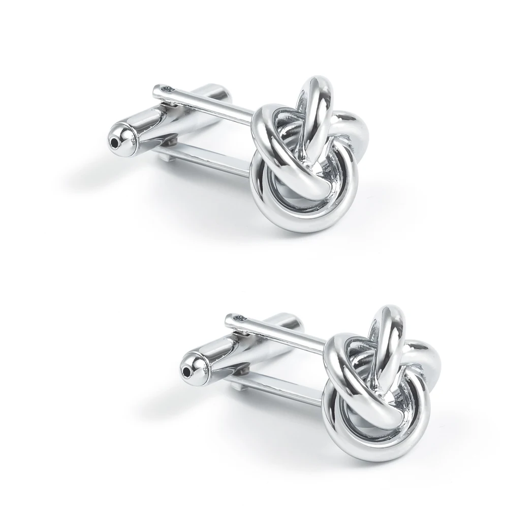 Silver gold knot cufflinks for men white to black knot gift cufflinks cuff button for sale