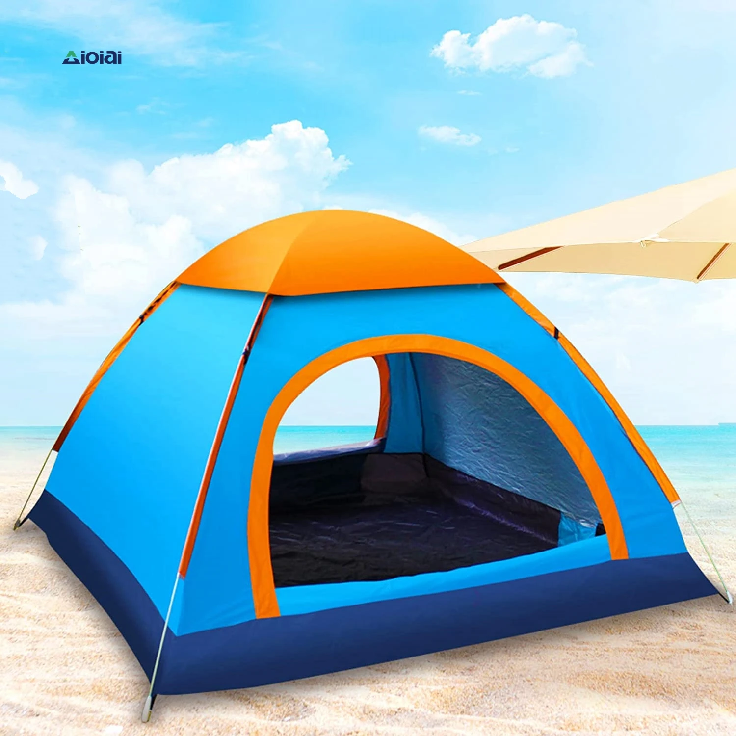 Outdoor Single & Double Layer Camping Tent Waterproof Polyester Beach Shade for Hiking-4 Person Capacity for Summer