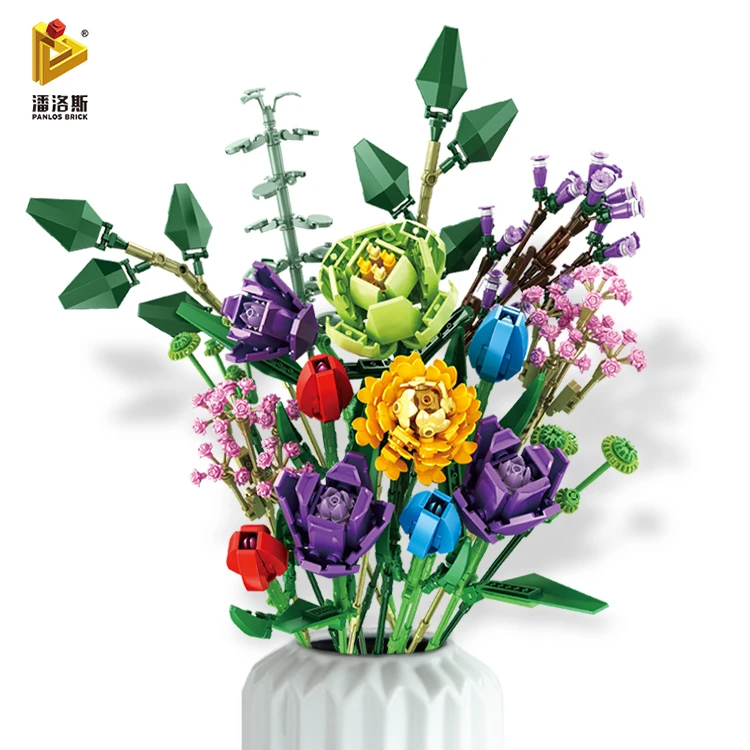 Wholesale Panlos 655001  655002 Flower Building Block Toy Diy Building Block 999PCS Building Block Bricks Construct Toy