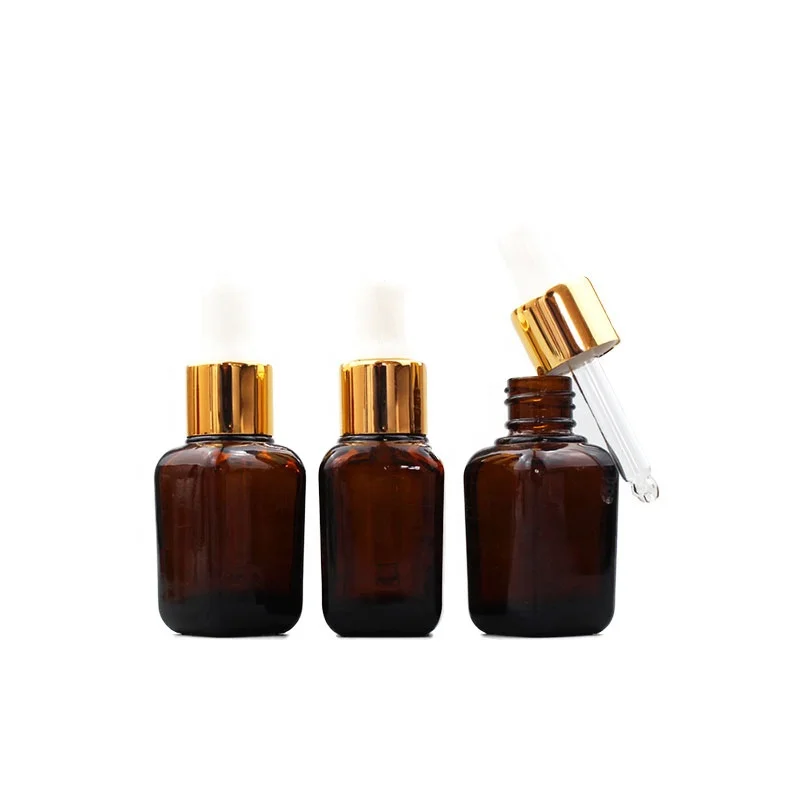 100ML 3.4OZ Amber Square Glass Dropper Bottle