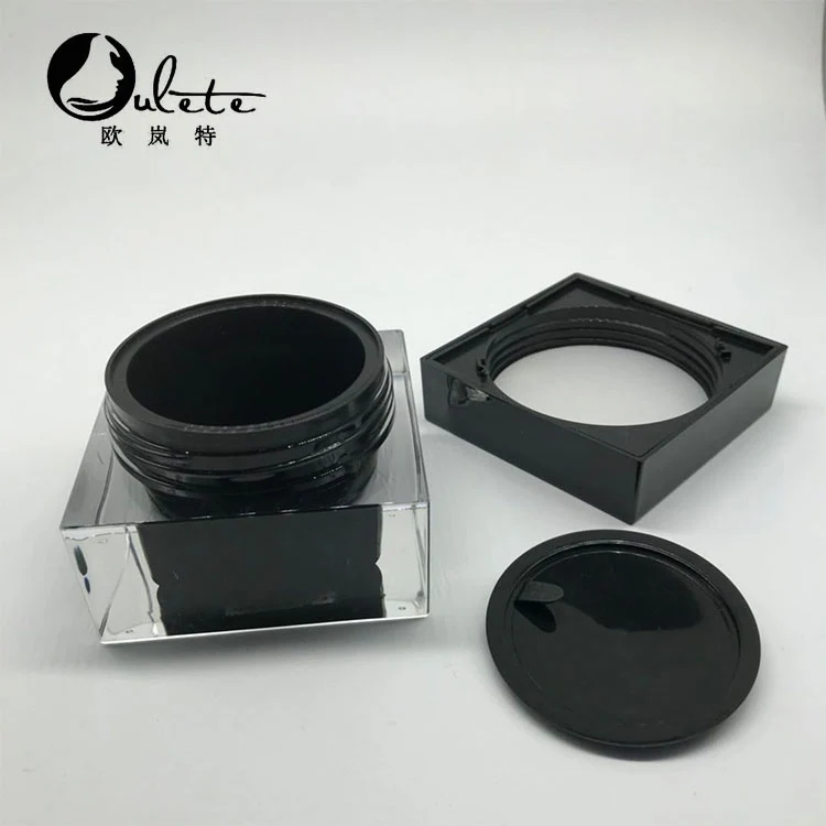 Wholesale good quality  15g 30g 50g square empty acrylic double wall cosmetic red cream jar with double sprial cap