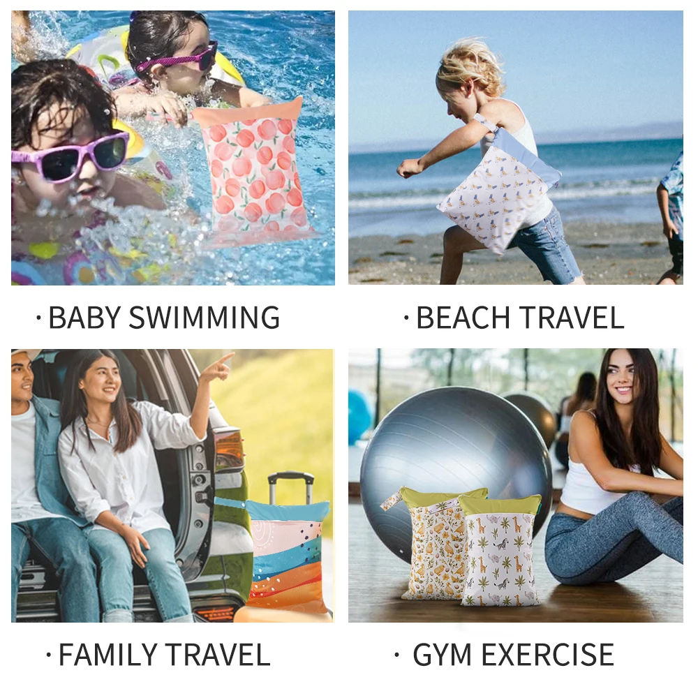 Happy Flute Custom Design Low Price Baby Wet Bags Cloth Diaper Washable Swimming Pool Wet Swimsuit Bag