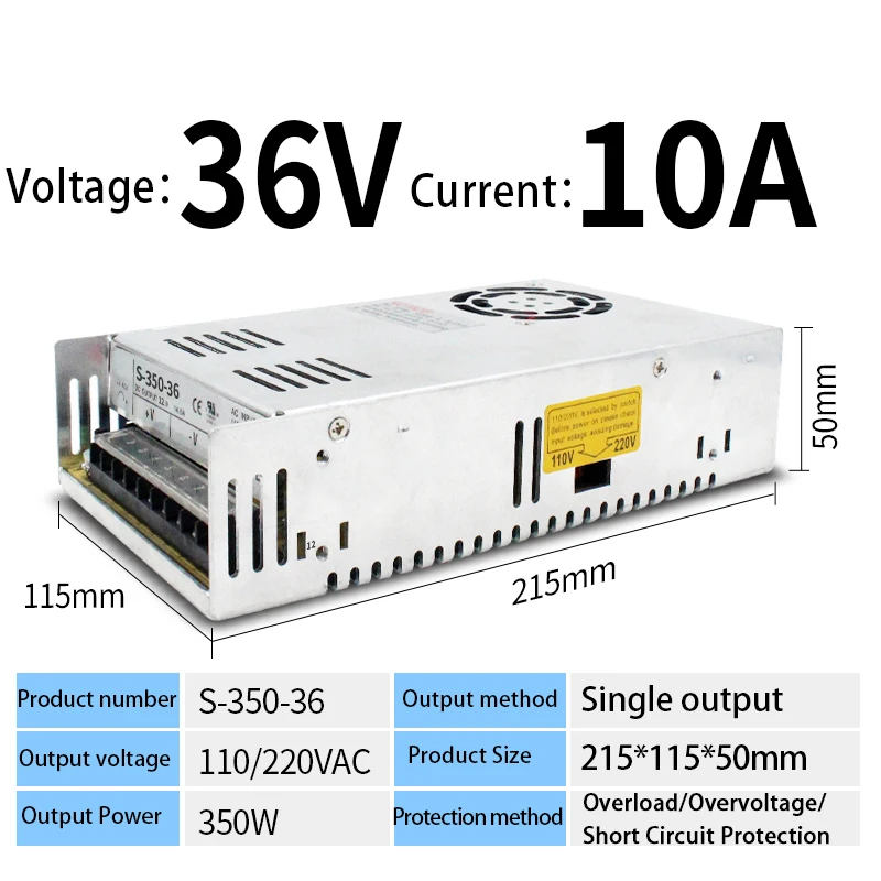 S-350-36 350W 36V 10A Adjustable Smps Power Supply Switching Power Supply Ac Dc Power Supply
