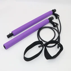 Portable Pilates Stick with Resistance Band Loops Lightweight Trainer Pilates Bar