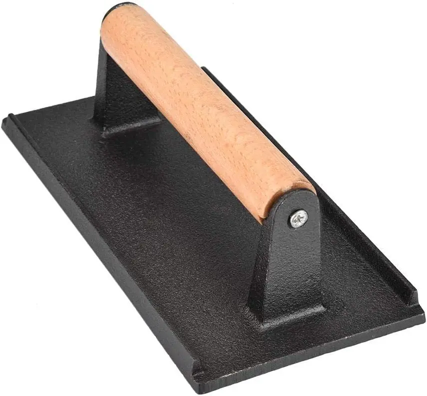 Высокопроизводительный чугунный штамп для стейка с деревянной ручкой для бекона гриля гамбургеров пресс для приготовления пищи барбекю инструмент