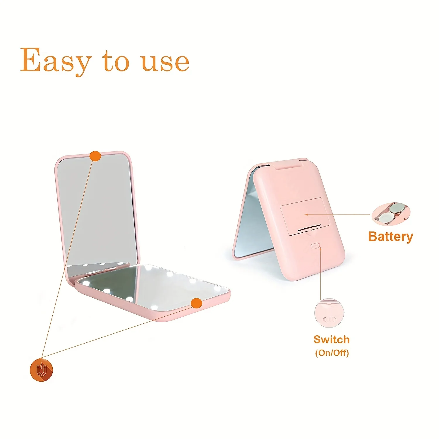 Карманное зеркало 1X/3x увеличенное светодиодное мини-зеркало для макияжа, компактное зеркало с подсветкой, зеркало для кошелька