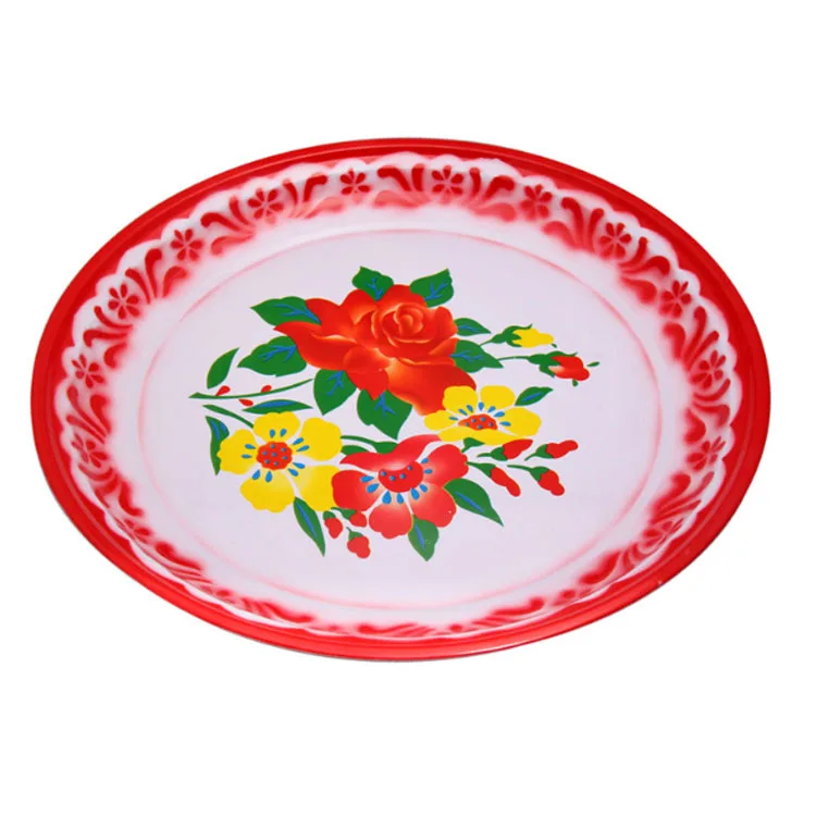 Factory wholesale Unbreakable Tableware Sets Metal Enamel Steel Plate Dishes For Food Round Enamel tray