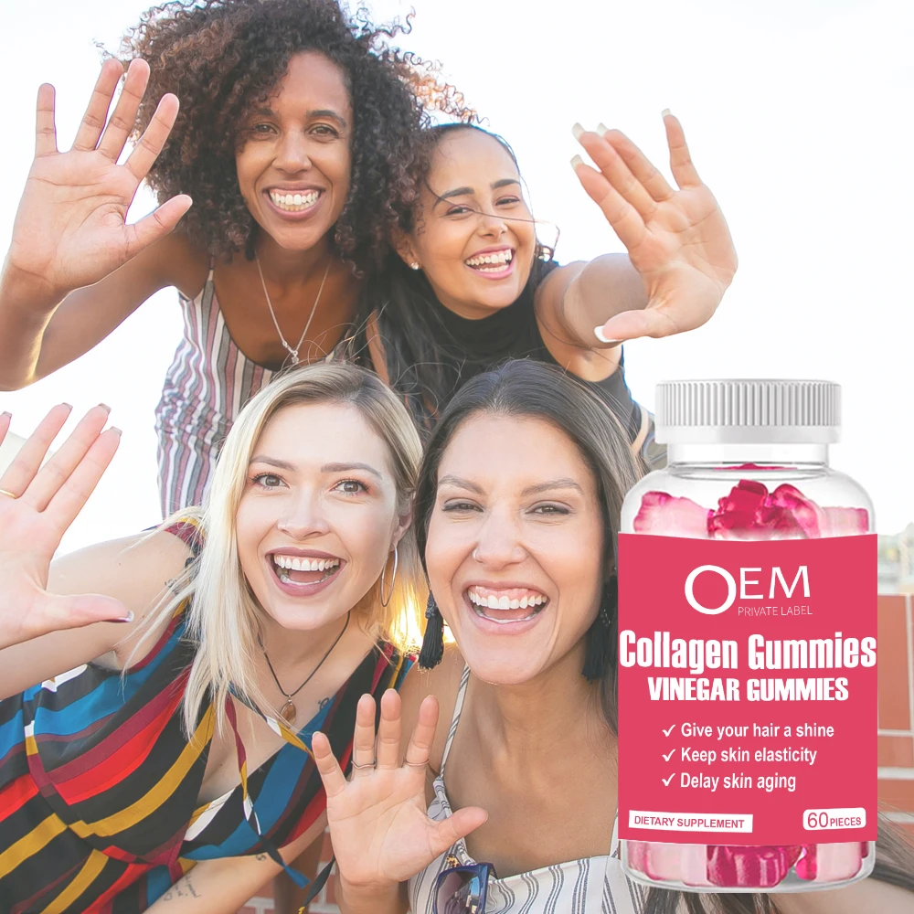 Collagen Gummies oem odm flavor vitamin biotin hair nail skin growth gummies