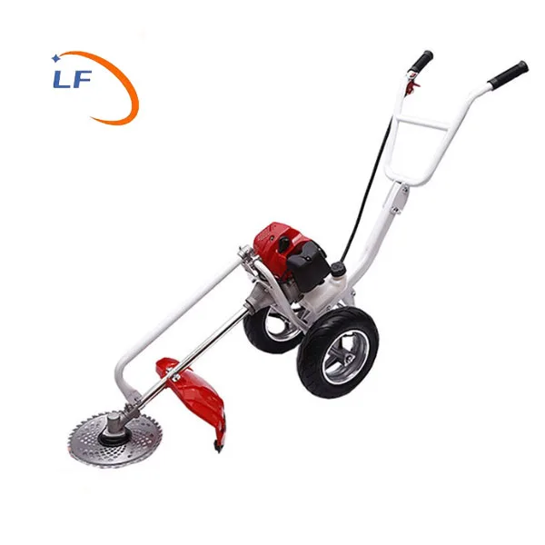 Trolley Gasoline 4 Stroke Hand Push Grass Cutter Machine Brush Cutter With Wheels Lawn Mower
